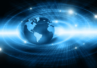 Fototapeta premium Best Internet Concept of global business. Globe, glowing lines on technological background. Wi-Fi, rays, symbols Internet, 3D illustration