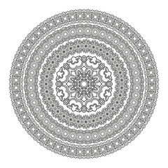 Flower Mandala for coloring book. Black and white ethnic henna pattern.Vintage decorative elements.Islam, Arabic, Indian, moroccan, turkish, pakistan, chinese, ottoman motifs