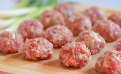Raw Uncooked Meatballs