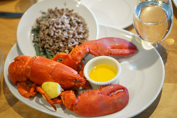 Lobster with lemon and brown rice  