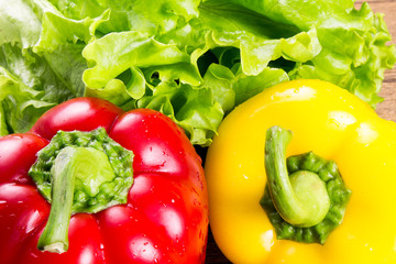 two bell peppers and green salad