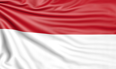 Flag of Indonesia, 3d illustration with fabric texture