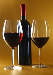 bottle of wine and glass on the table