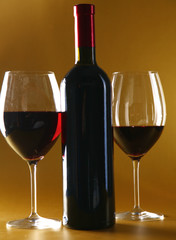 bottle of wine and glass on the table