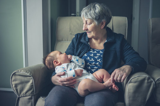 Grandmother with grandchild at home