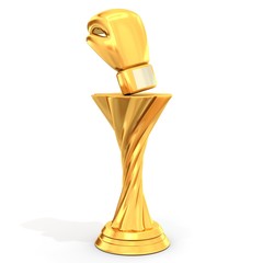 golden trophy with boxing glove