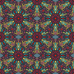 Ornate floral seamless texture, endless pattern with vintage mandala elements.