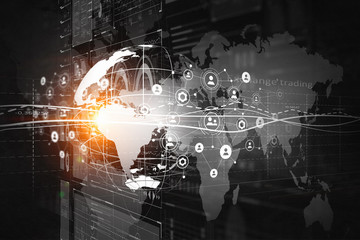 Modern connection technologies background . Mixed media