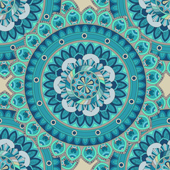 Ornate floral seamless texture, endless pattern with vintage mandala elements.