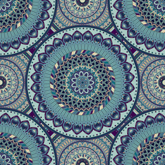 Ornate floral seamless texture, endless pattern with vintage mandala elements.