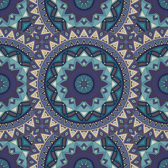 Ornate floral seamless texture, endless pattern with vintage mandala elements.