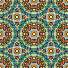 Ornate floral seamless texture, endless pattern with vintage mandala elements.