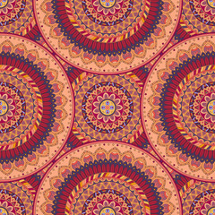 Ornate floral seamless texture, endless pattern with vintage mandala elements.