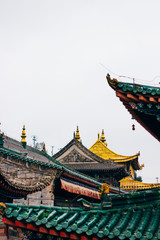 Fototapeta premium The details of ancient temple building of Kumbum monastery in Qinghai Province, China