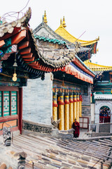 The details of ancient temple building of Kumbum monastery in Qinghai Province, China