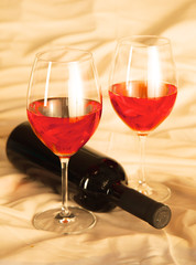 bottle of wine and glass on the table