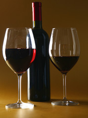 bottle of wine and glass on the table