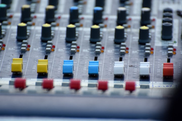 Audio mixer, music equipment in a live concert