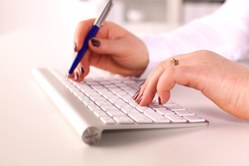 Young businesswoman working on a laptop