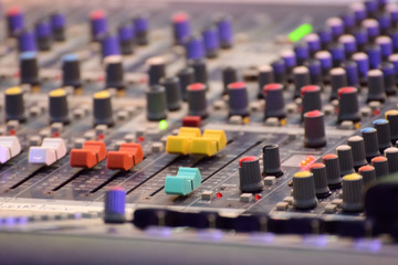 Audio mixer, music equipment in a live concert