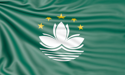 Fototapeta na wymiar Flag of Macau, 3d illustration with fabric texture