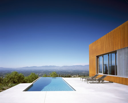 Residence,  Ranch, Los Angeles, California. Exterior with swimming pool.