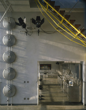 Thamesreach Penthouse. Circular disc heating panels   and kitchen .