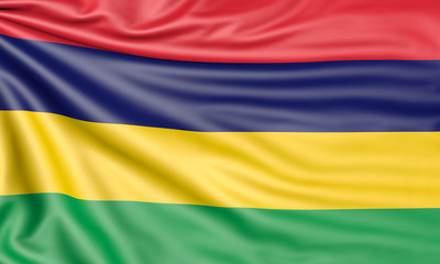 Flag of Mauritius, 3d illustration with fabric texture