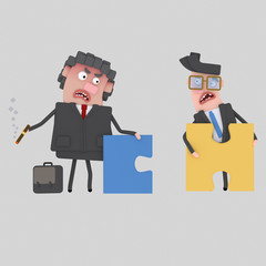 Businesspeople  arguing. Puzzles don´t fit.
Custom 3d illustration / design : Can't find what you are looking for? contact me! I can create exactly what you need.