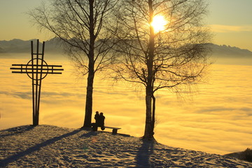 Oberhalb Fraxern, &uuml;ber Nebelmeer im Rheintal.