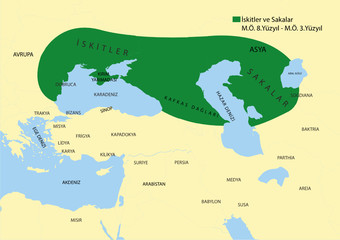 İskit ve Sakalar Harita - Türkçe