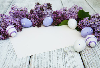 Easter card with lilac flowers