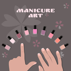 manicure art. image of fingers and bright nail polish