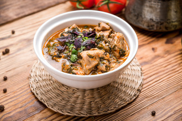 Chikhirtma - traditional Georgian soup. made with rich chicken broth