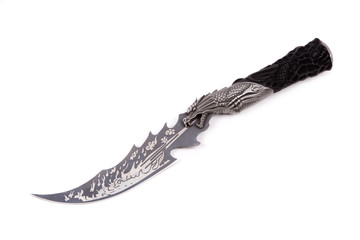Sharp fantasy dragon dagger isolated on white background