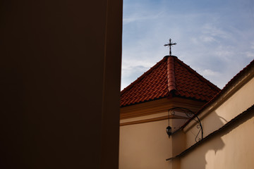 Christian symbol cross on the roof