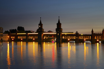 Berlin, Oberbaumbrücke during sunset