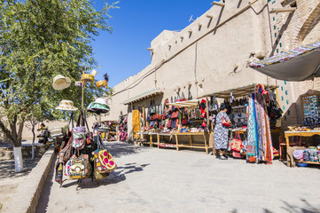  Street market in Itchan Kala, the walled inner town of the city of Khiva, Uzbekistan