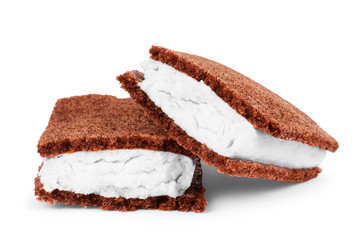 Sponge cake on a white background