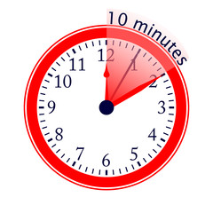 Clock 10 Minutes To Go Vector Illustration