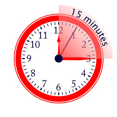 Clock 15 Minutes To Go Vector Illustration
