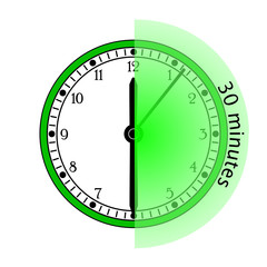 Clock 30 Minutes To Go Vector Illustration