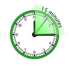 Clock 15 Minutes To Go Vector Illustration