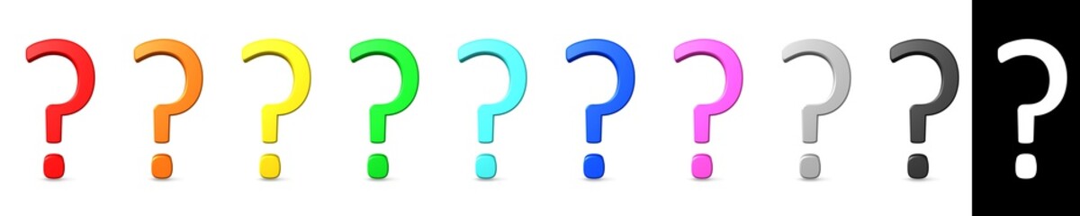 question mark interrogation point note sign query colour 3d