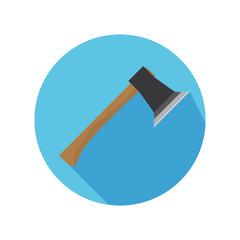 Flat Icon Of Axe With Long Shadow For Travel And Hiking