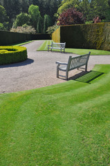 Seating in a formal English garden