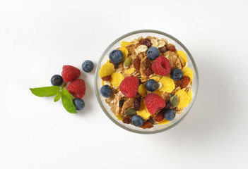 bowl of breakfast cereals and berry fruit