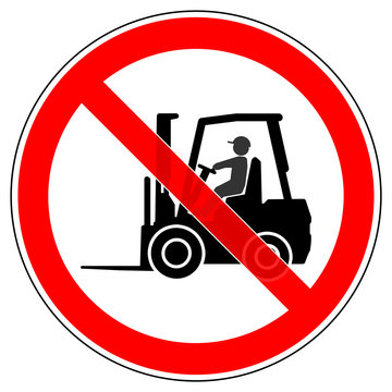 srr101 SignRoundRed - german - Verbotszeichen: Gabelstaplerfahrer / Gabelstapler fahren verboten - english - prohibition sign / lift / forklift trucks prohibited beyond this point - xxl g4995