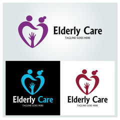 Elderly care logo design template, Vector illustration