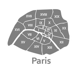 Obraz premium Paris administrative map